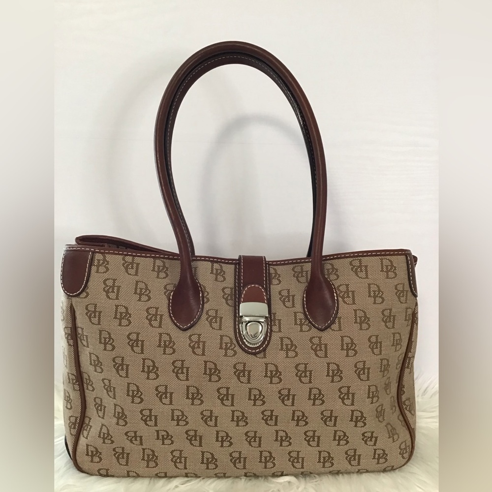 DOONEY & BOURKE Signature Canvas Leather Large  Bag Purse Excellent